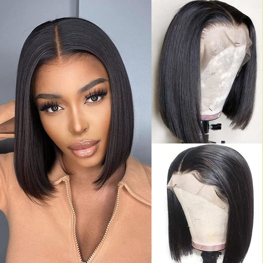 Bob Wig 13X4 Lace Front Wigs Human Hair Bob Wig for Black Women 150% Density Brazilian Virgin Hair Pre Plucked with Baby Hair 10 Inch