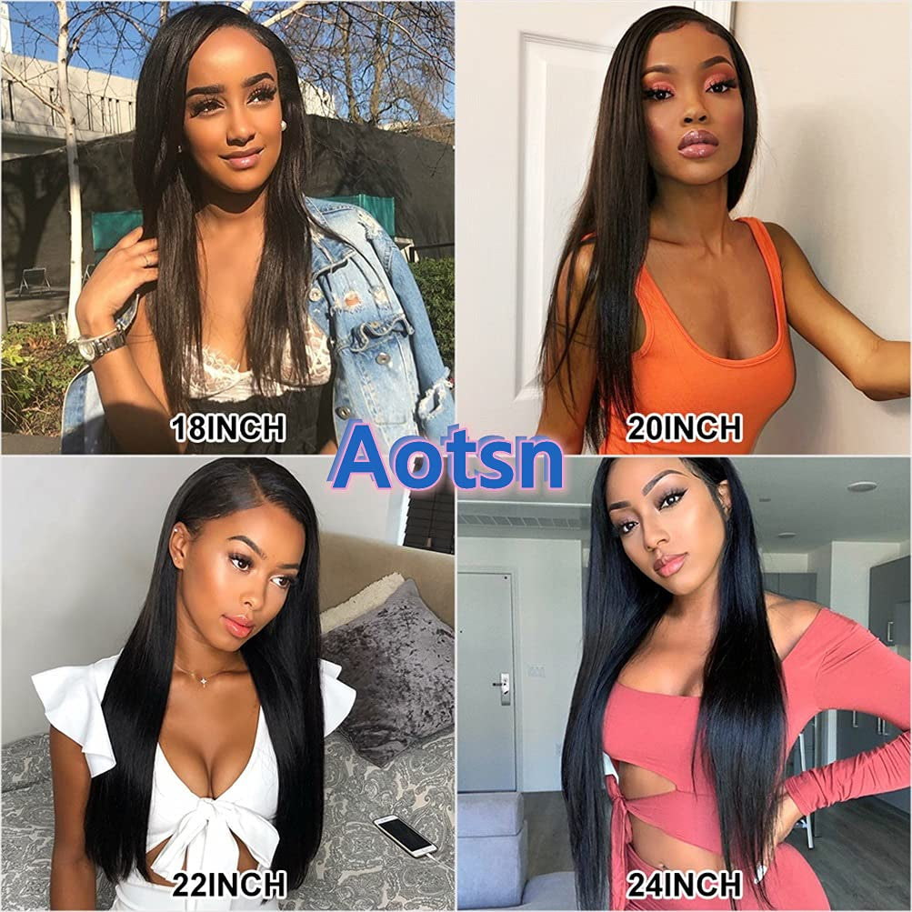 Straight 13X4 Lace-Front Human-Hair-Wigs - Brazilian Hair 150% Density for Black Women,Natural Color Virgin Lace Frontal Wigs Pre Plucked Hair (20Inch, Straight)