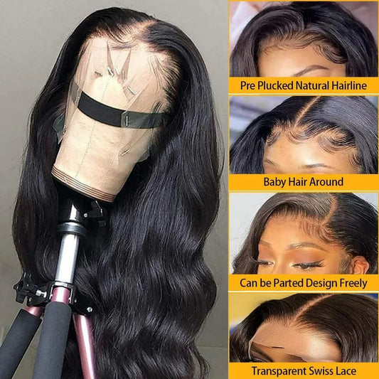 Lace Front Wigs Human Hair 13×4 Body Wave Lace Frontal Hair Wig Cheap 180% Density Human Hair Front Lace for Black Women Natural Color 28Inch