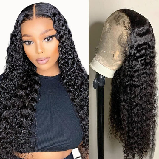 12 Inch Deep Wave Lace Front Wigs Human Hair 13X4 Lace Frontal Wigs 180% Density Brazilian Deep Wavehuman Hair Lace Front Wigs Pre Plucked with Baby Hair Deep Wave Wigs Natural Color